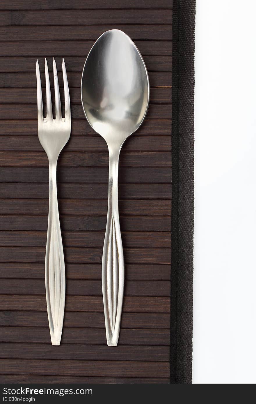 Silverware - fork on bamboo laying