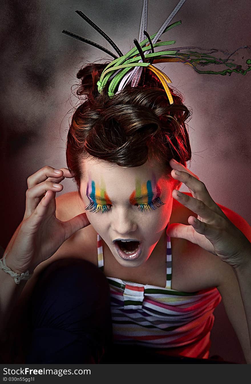 Girl with color makeup image. Girl with color makeup image