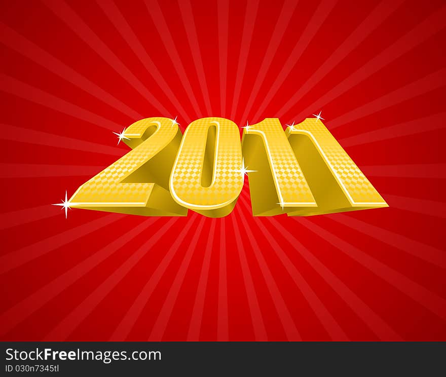 Vector Illustration Of Golden 2011 Year