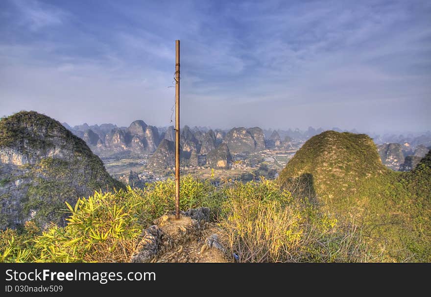 Yangshuo amazing view from moon hill. Yangshuo amazing view from moon hill