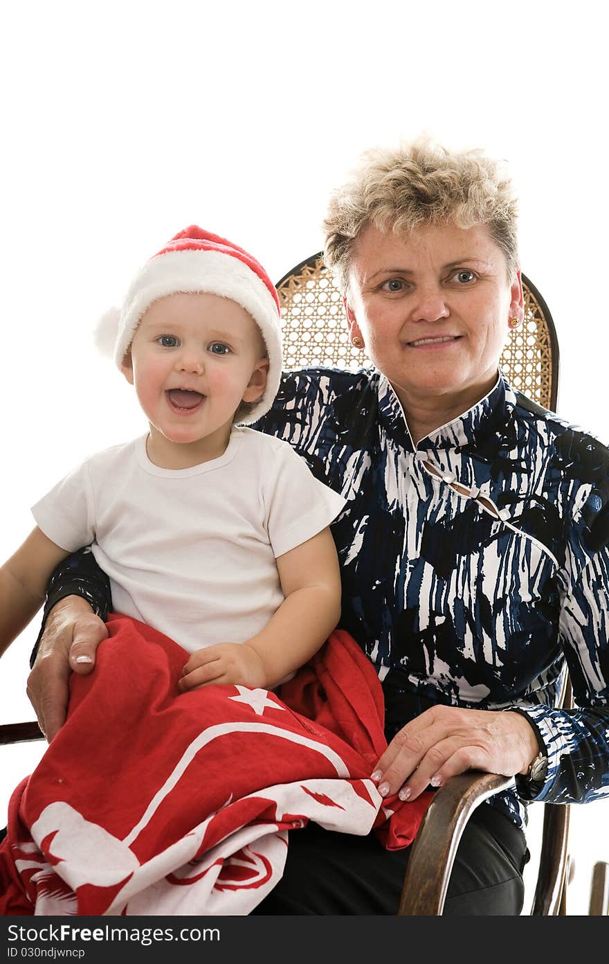 Grandmother with a grandchild in the studio