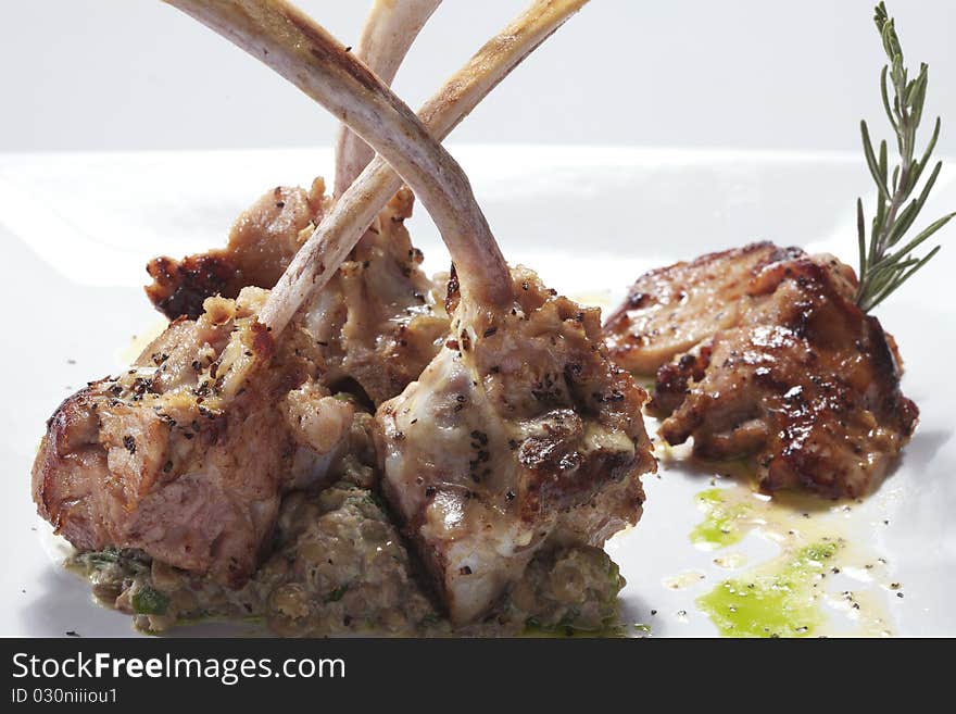 Roast lamb chop with rosemary. Roast lamb chop with rosemary