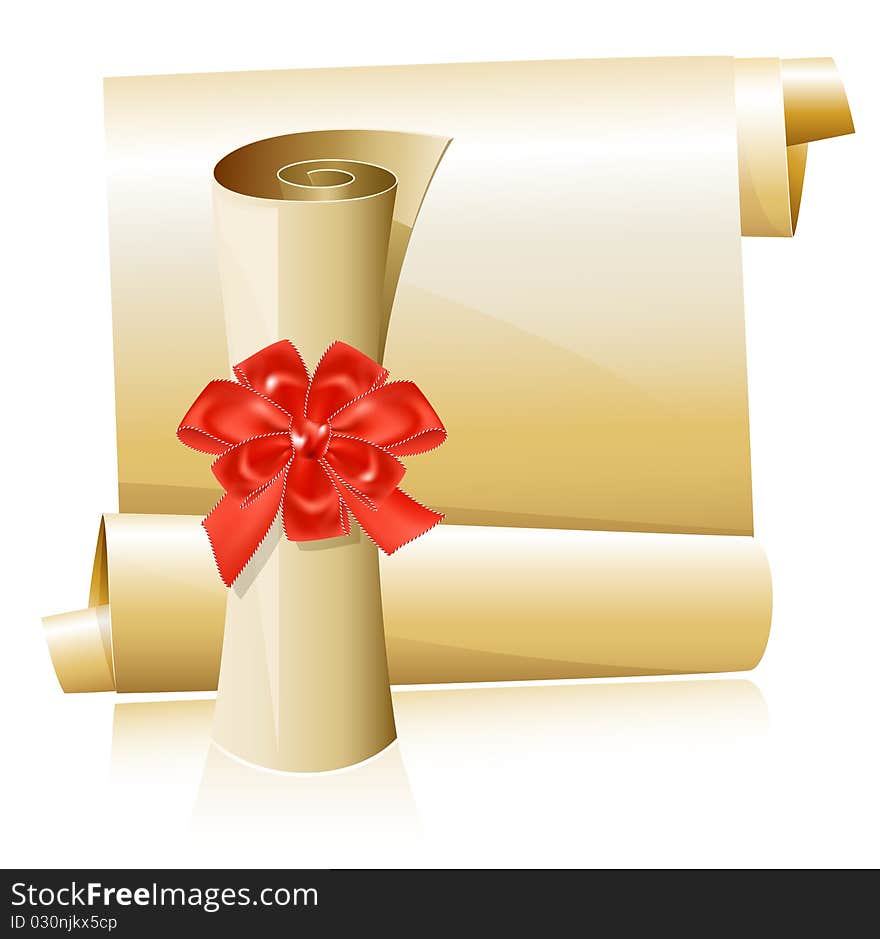 Scrolls with red gift bow