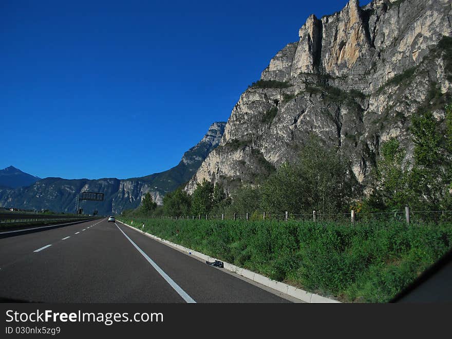 Landscape autoroute from Trento Italy