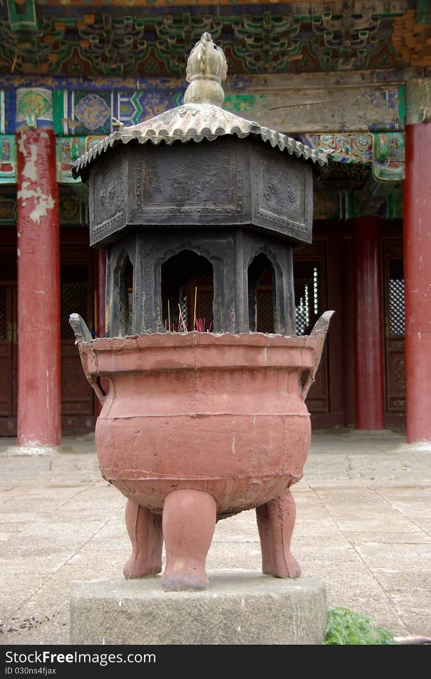 Buddhist Urn In Mongolia