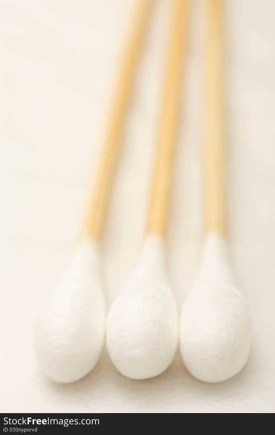 Cotton buds on white background