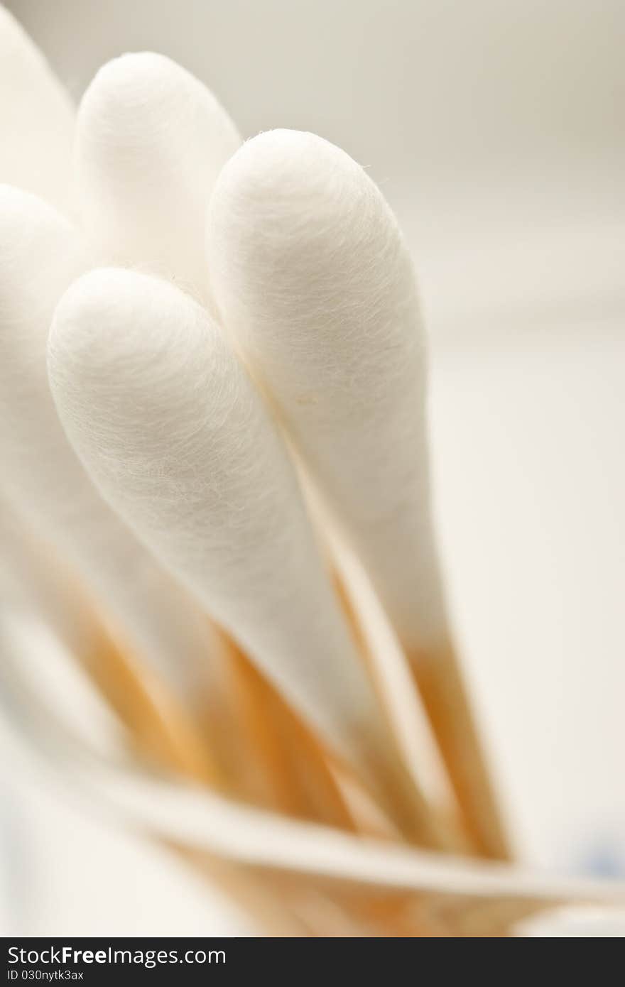 Group of cotton buds on white background