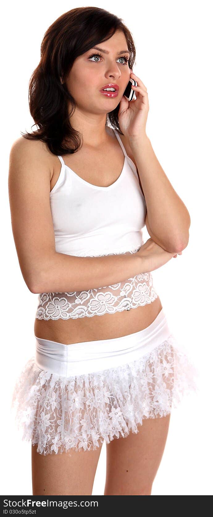 Young beautiful woman posing in the studio