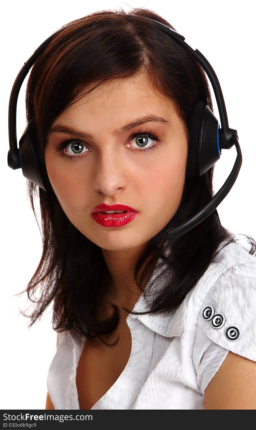 Young and beautiful femele operator call center. Young and beautiful femele operator call center