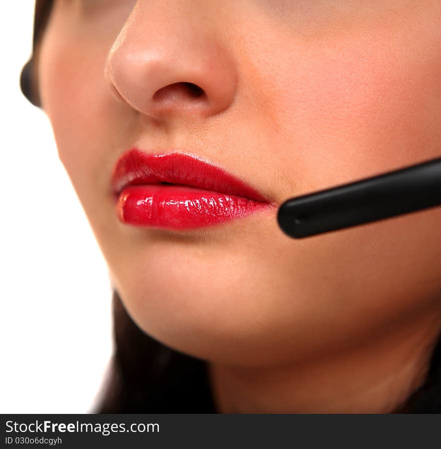 Young and beautiful femele operator call center. Young and beautiful femele operator call center