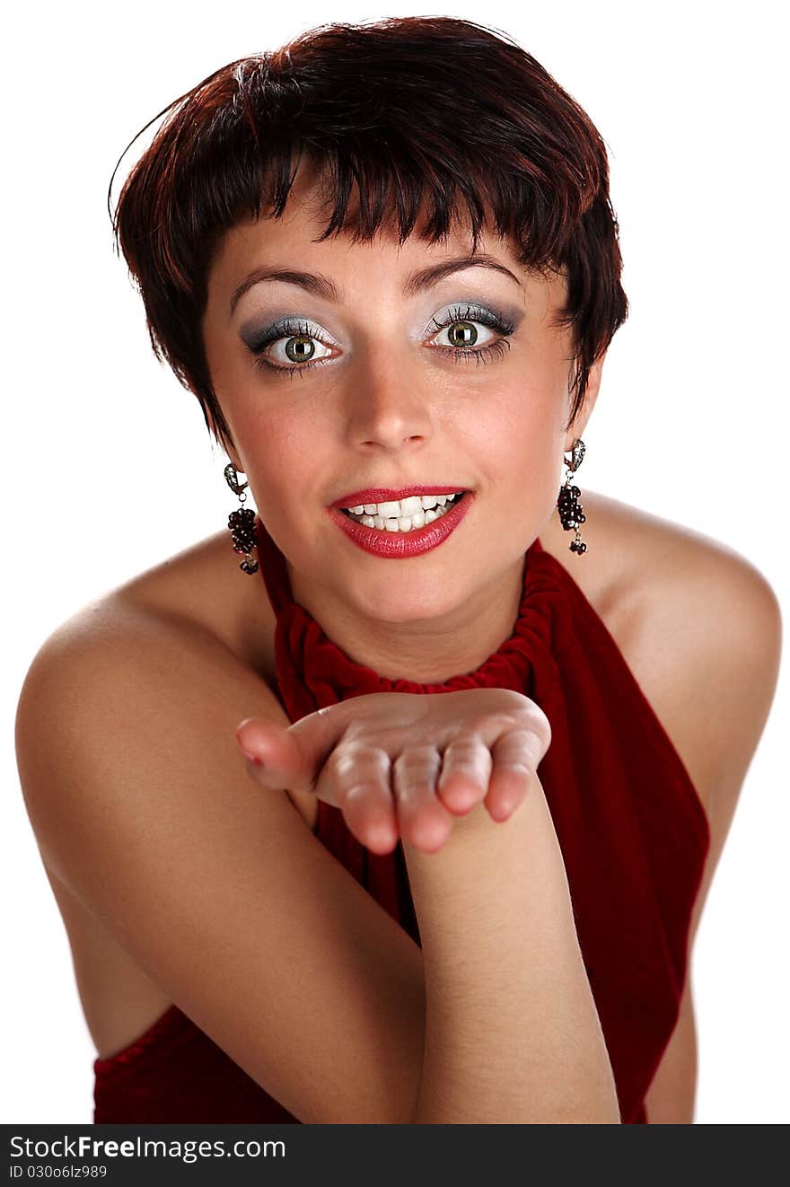 Young beautiful woman posing in the studio