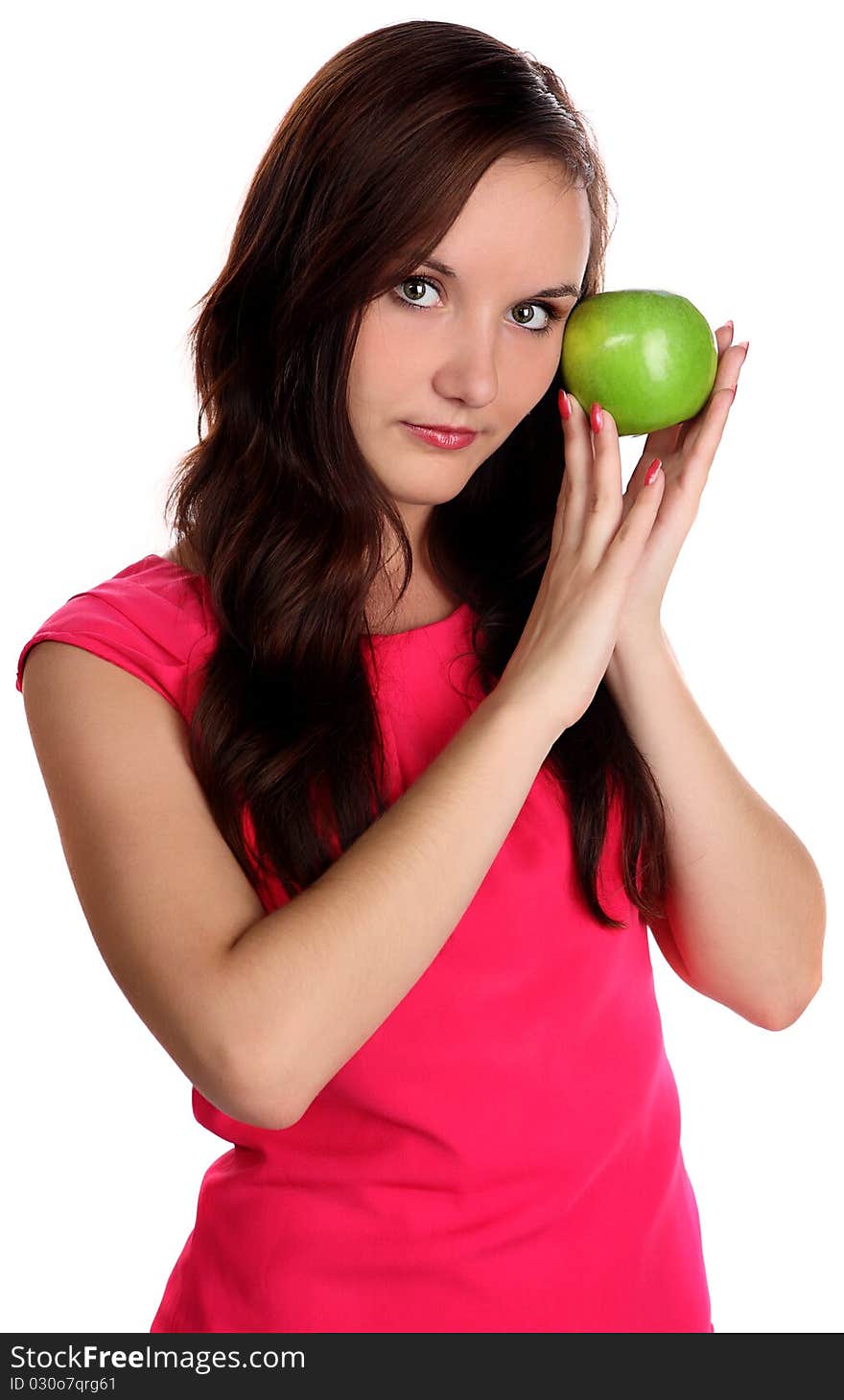 Very beautiful young woman eating healthy food