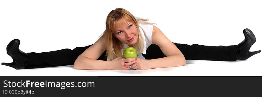 Very beautiful young woman eating healthy food