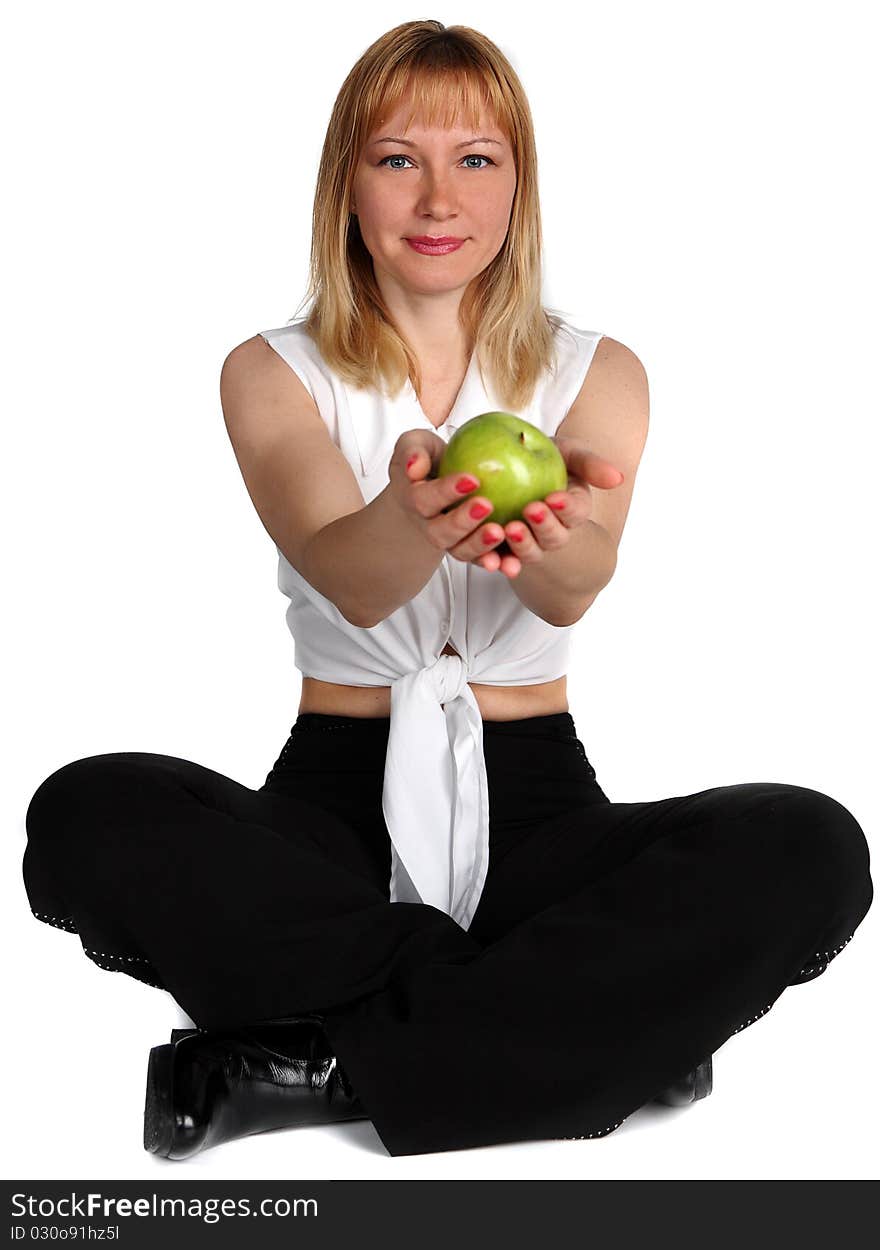 Very beautiful young woman eating healthy food