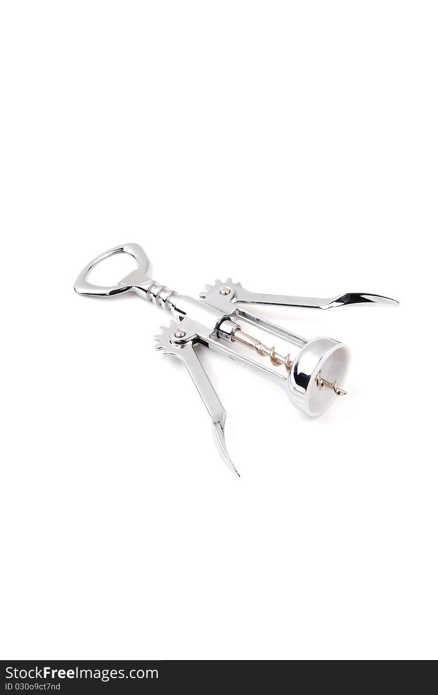 A shiny corkscrew.