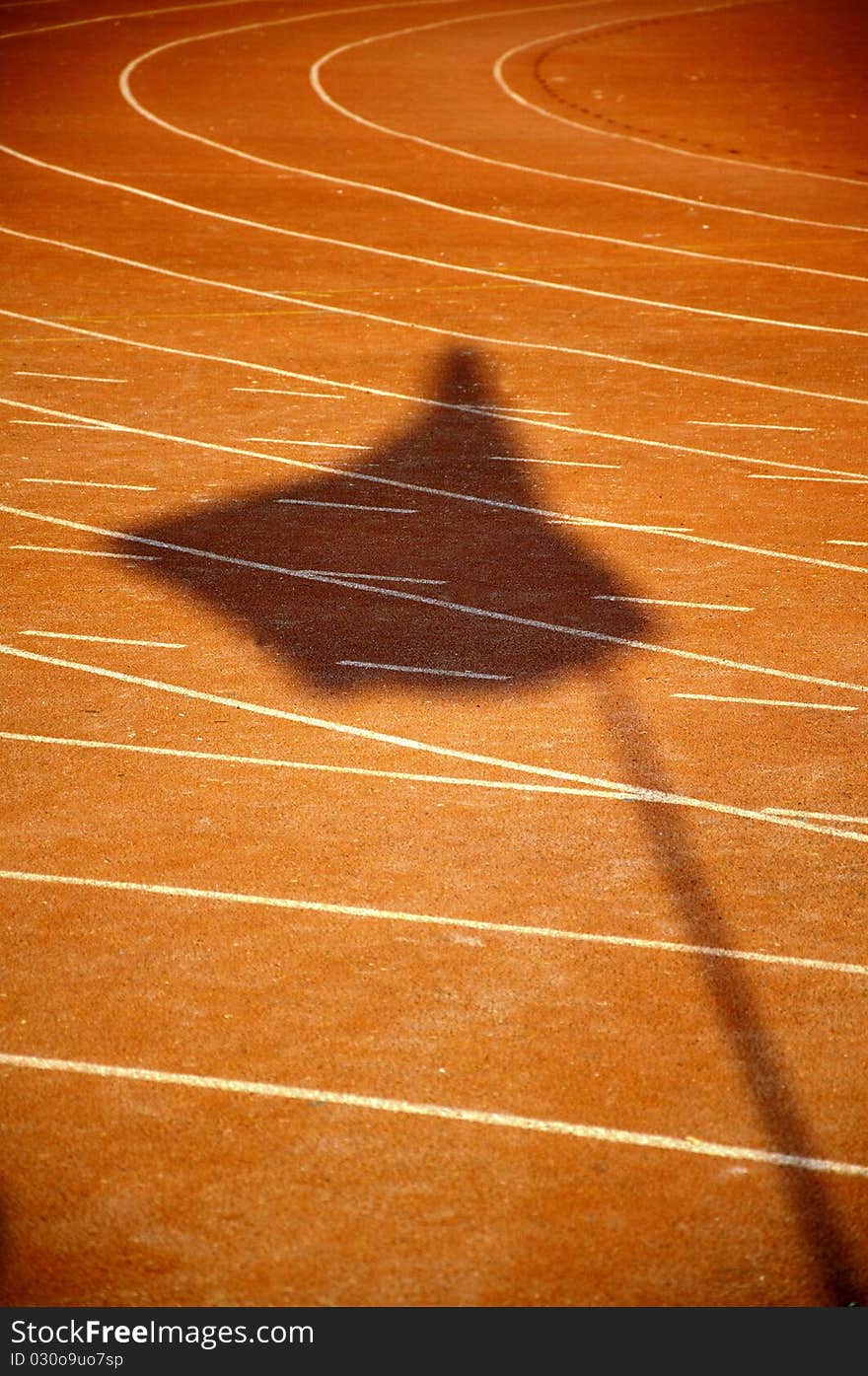 The shadow of the banner on the runway. flag