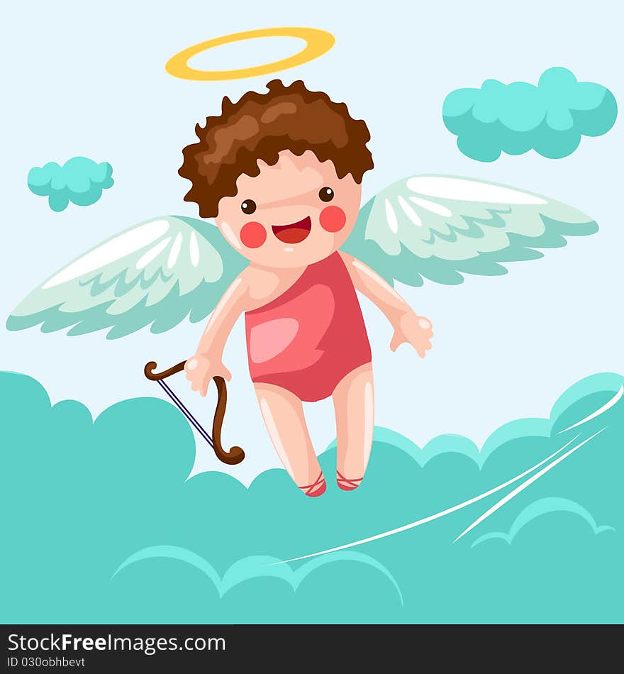 Illustration of cartoon cupid flying