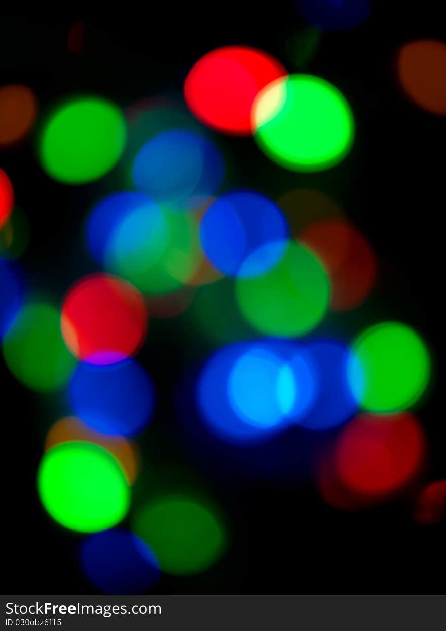 Christmas tree lights out of focus for effect