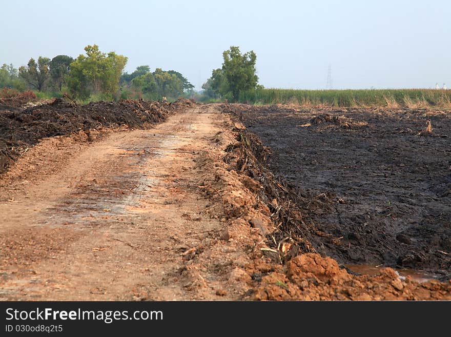 Off road track to plant