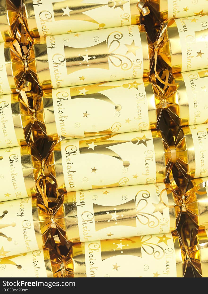 Christmas crackers isolated against a white background