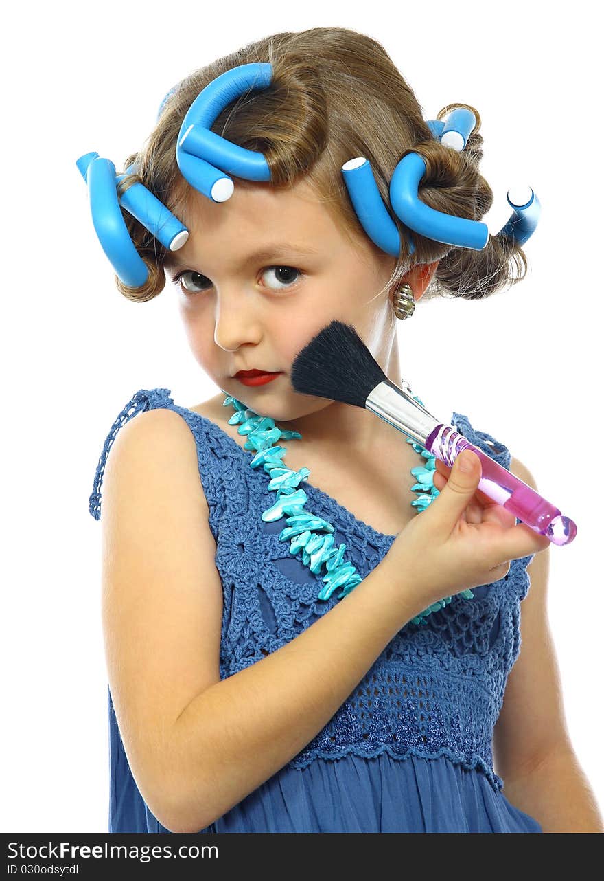 Cute little girl with a brush Make-up. Cute little girl with a brush Make-up