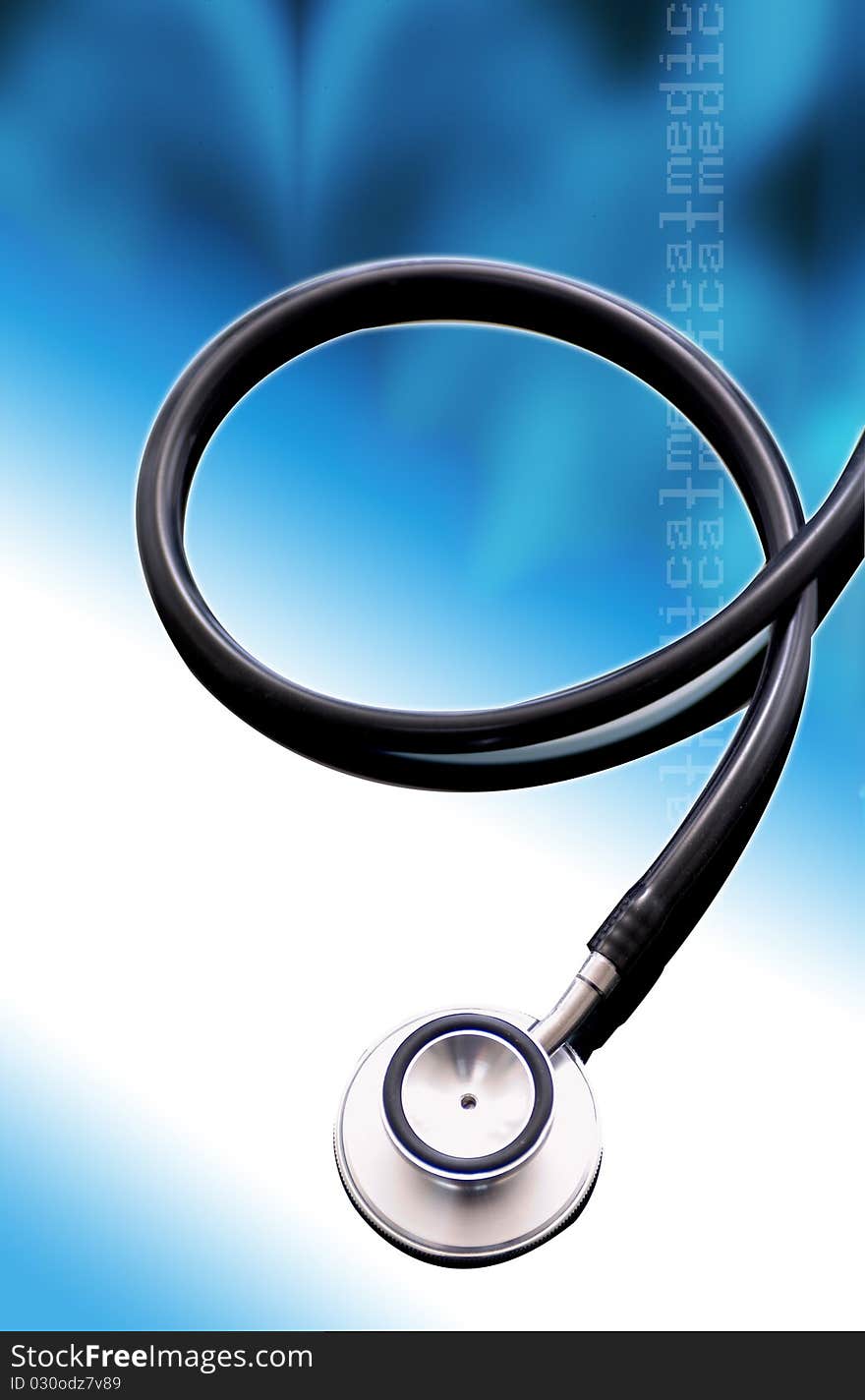 A stethoscope in plain blue background