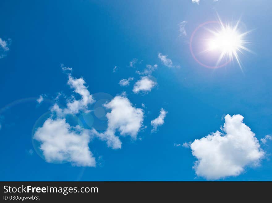 White clouds and a blue sky