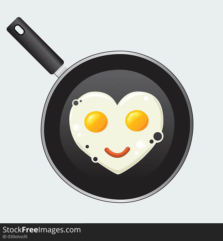 Two eggs on a pan in the form of heart. Two eggs on a pan in the form of heart