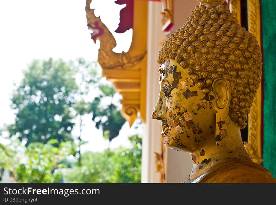 Face of buddha at temple, Thailand.