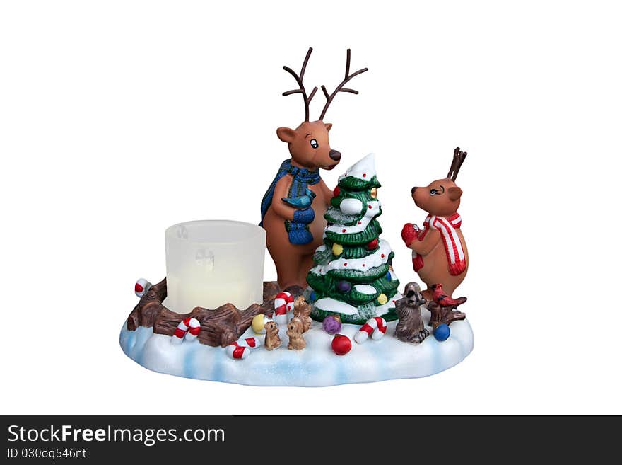 Candleholder with reindeer