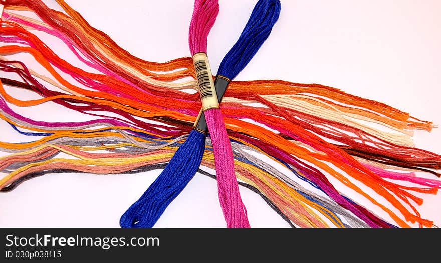 Mouline thread threads on a white background