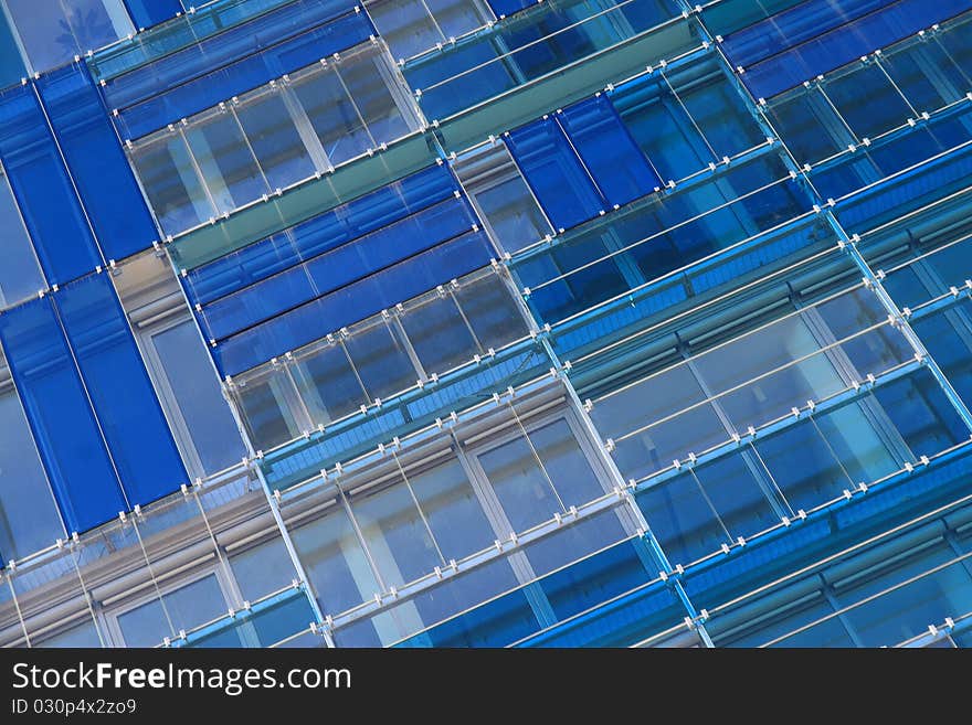 Modern building made with colorful glass windows. Modern building made with colorful glass windows