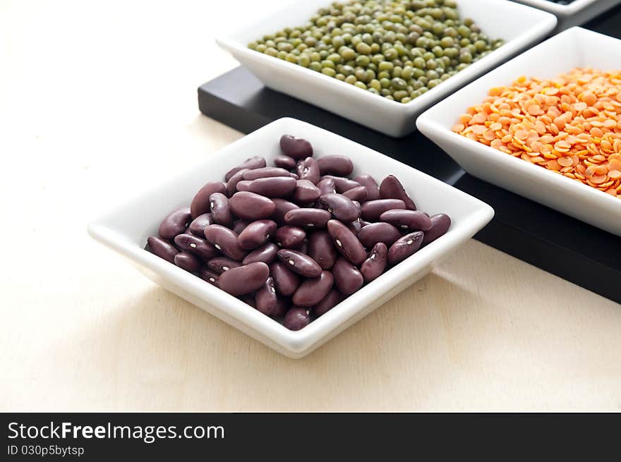 Of red beans in a ceramic container