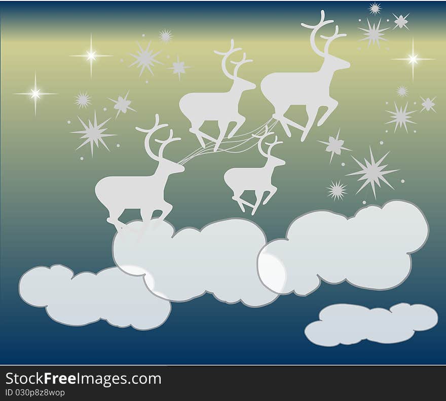 Christmas reindeer background and cloud