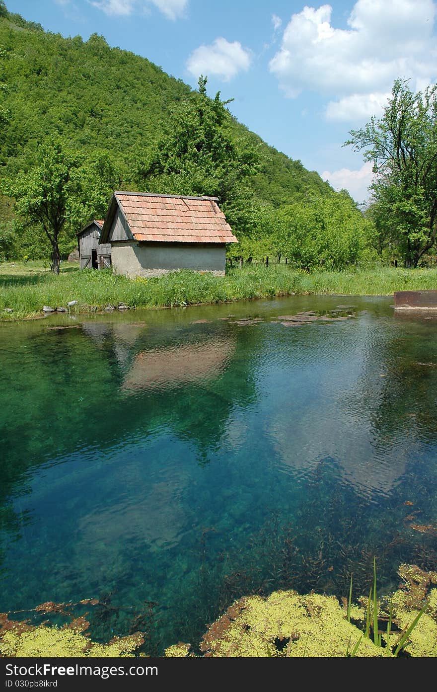 View of a lake house, Iada valley, Transylvania