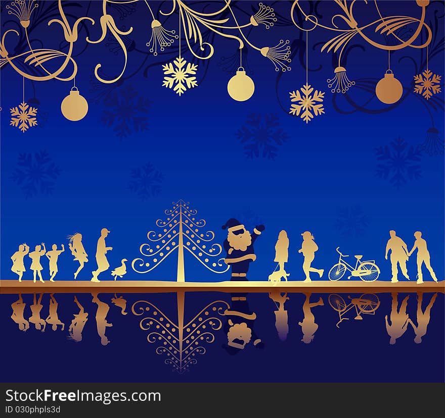 Illustration of abstract christmas background in gold and blue tone. Illustration of abstract christmas background in gold and blue tone.