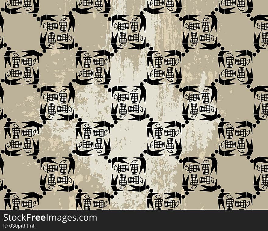 Seamless ecological pattern on grunge background