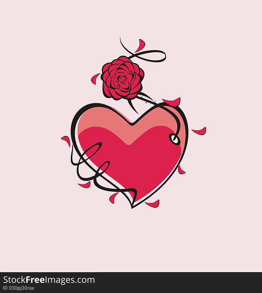 Image with Heart and rose