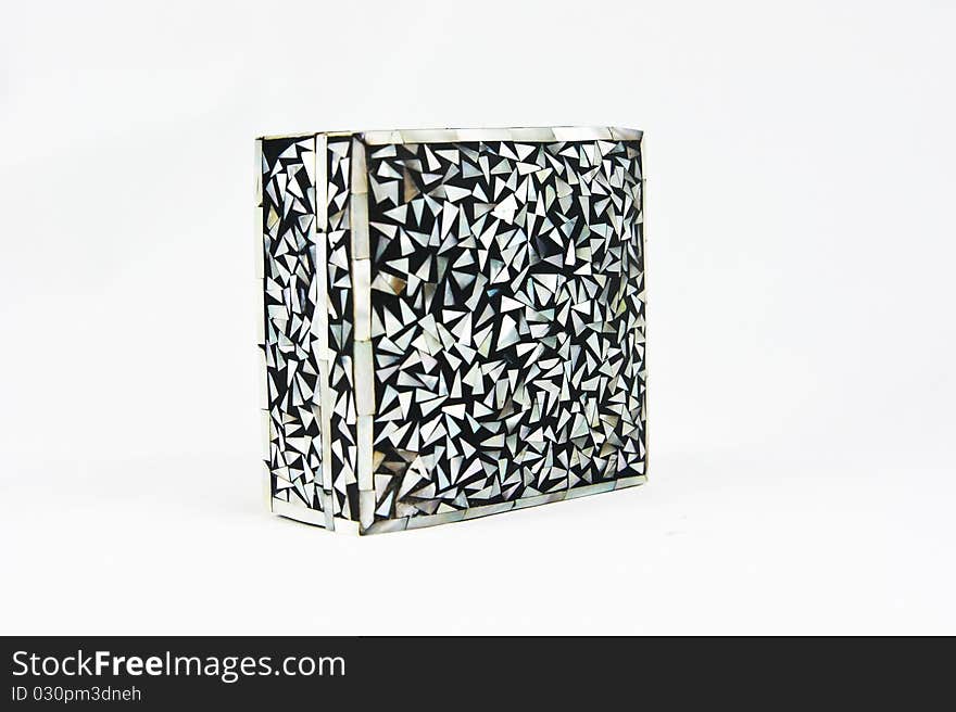 Old Thai style wooden box isolate over white background