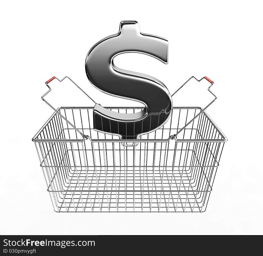 Shopping Basket And Dollar Sign