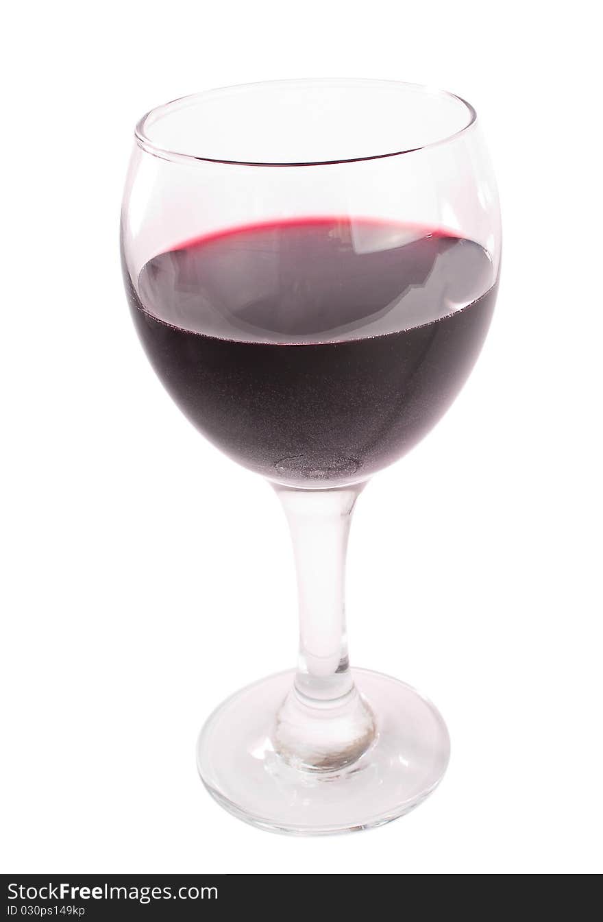 A glass of wine on a white background