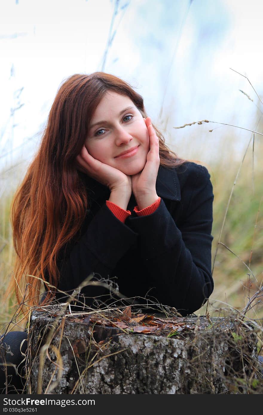 Young white eastern european woman posing in the late fall. Young white eastern european woman posing in the late fall