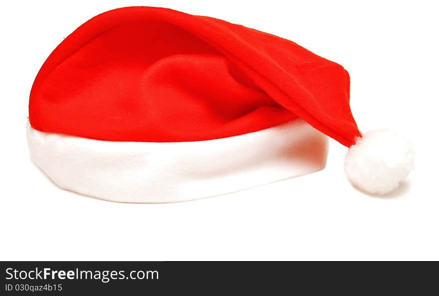 Christmas santa hat on white