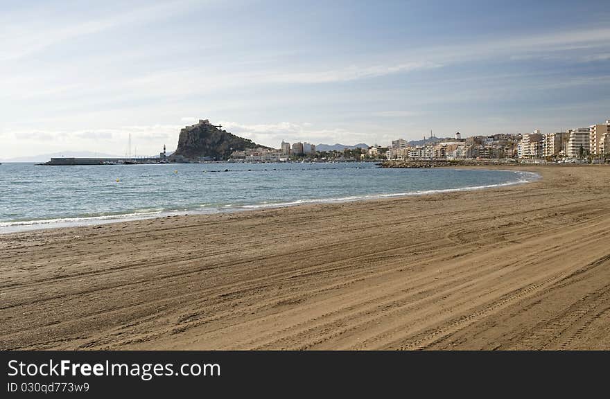 View of Aguilas Town and Harbor, Murcia Province, Spain