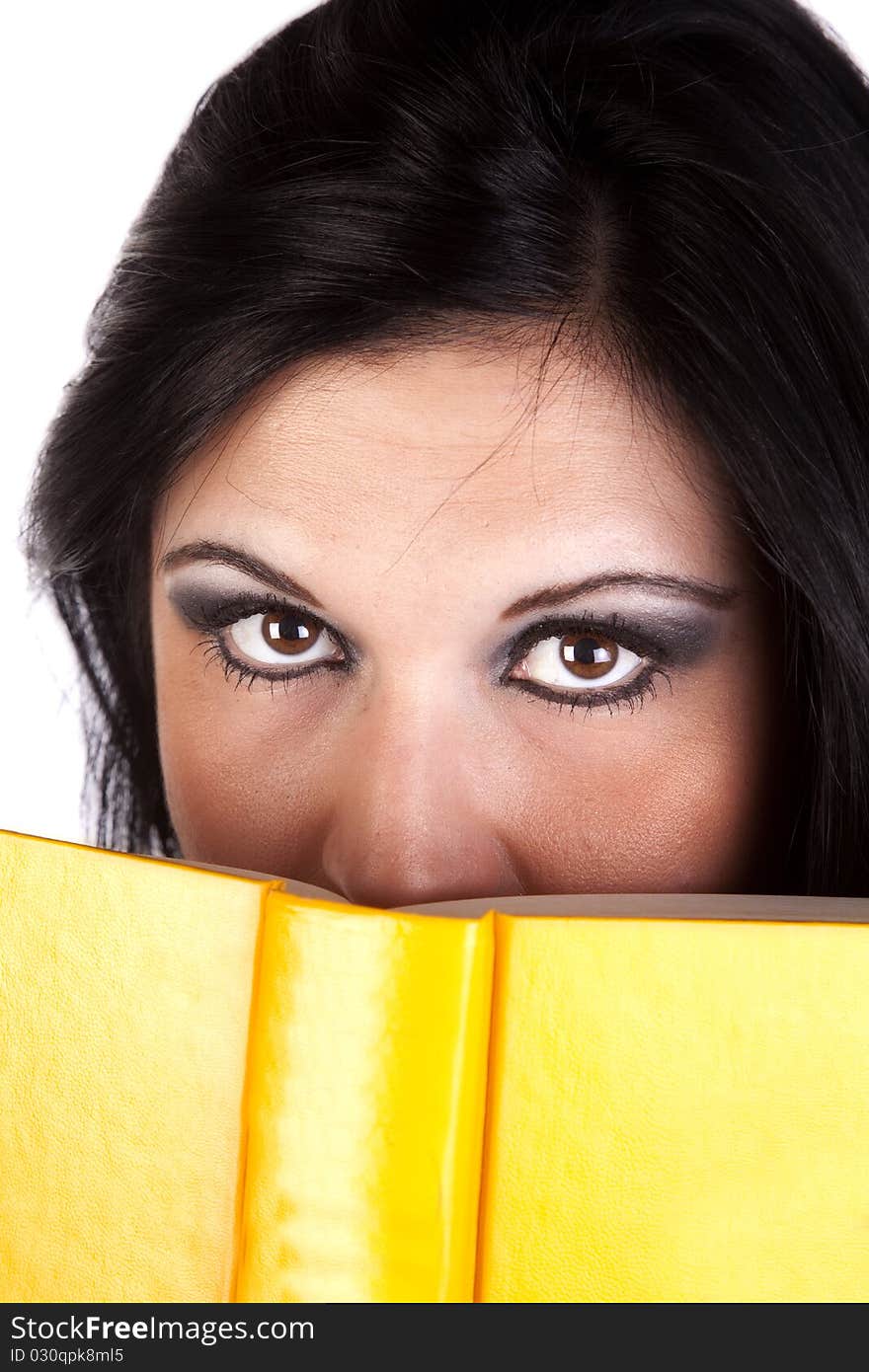 Woman Behind Yellow Book