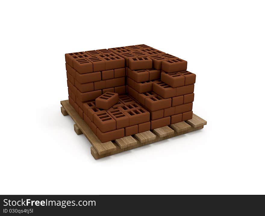 BriÑks on pallet, construction material. BriÑks on pallet, construction material