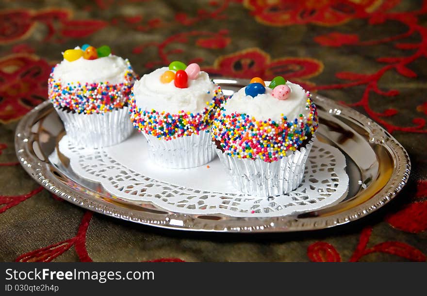 Cup Cakes on a Tray