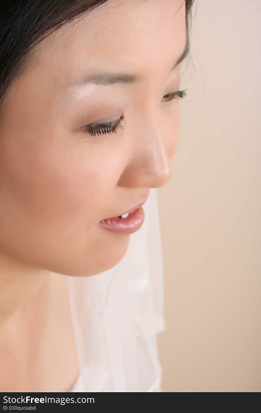 Close up of beautiful Korean bride with veil. Close up of beautiful Korean bride with veil