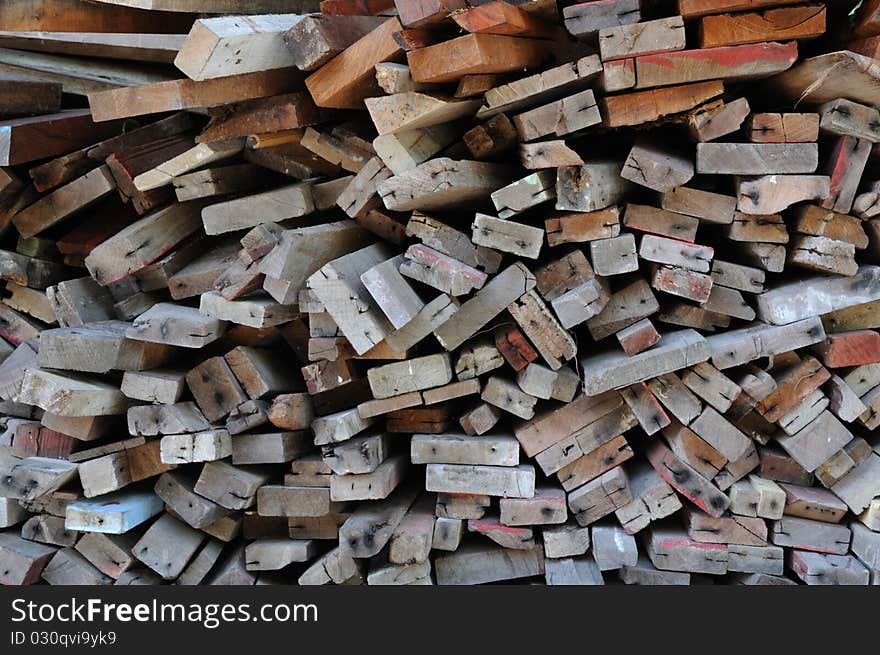 Pile of timber for construction. Pile of timber for construction.