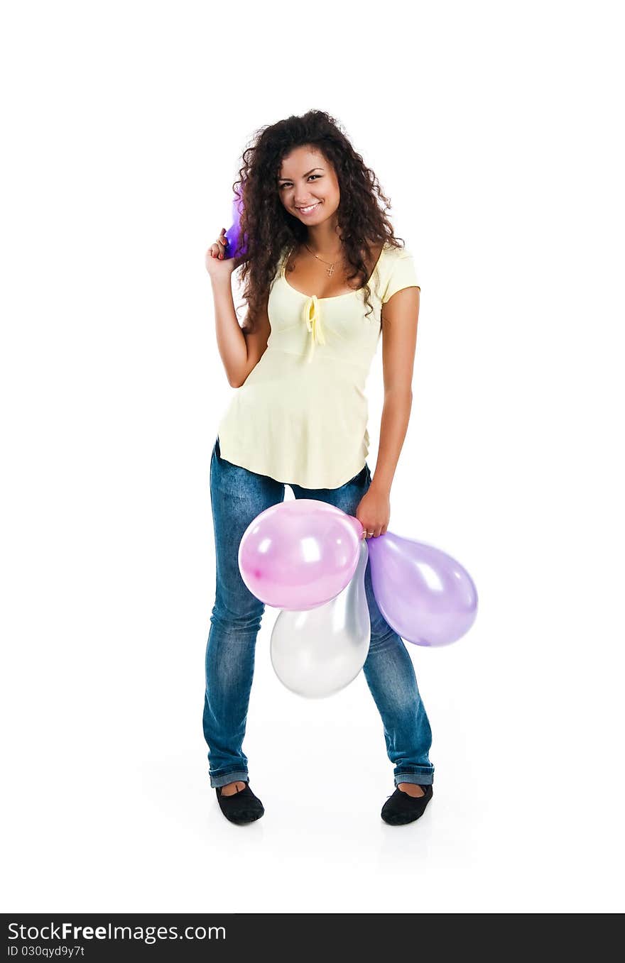 Happy cute women with the balloons. Happy cute women with the balloons